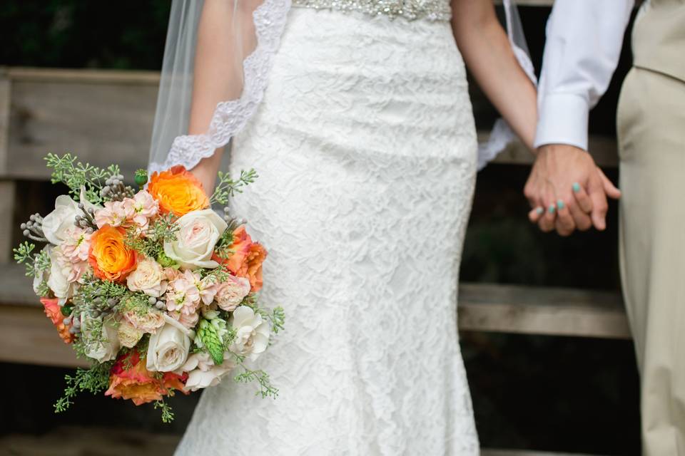 Bride holding bouquet