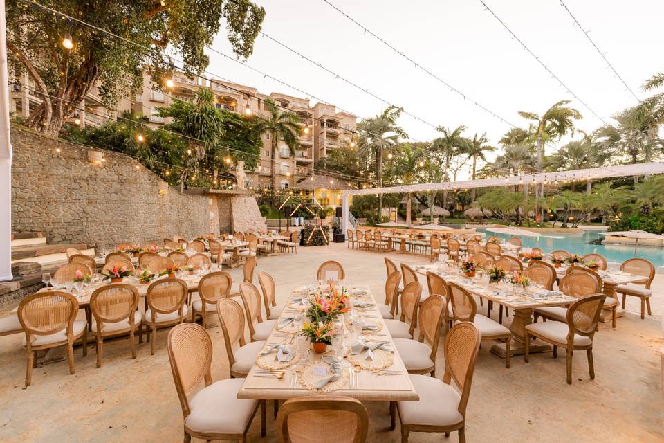 Reception at scenic pool