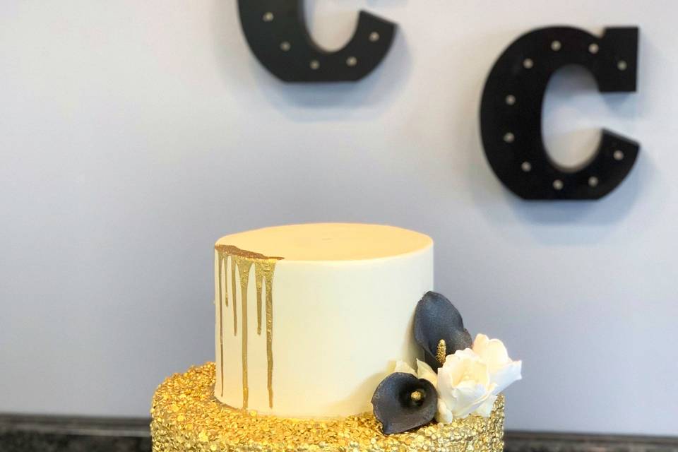 Gold and Black Wedding Cake