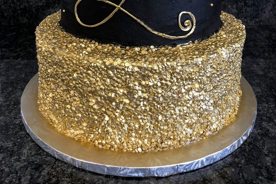 Gold and Black Wedding Cake