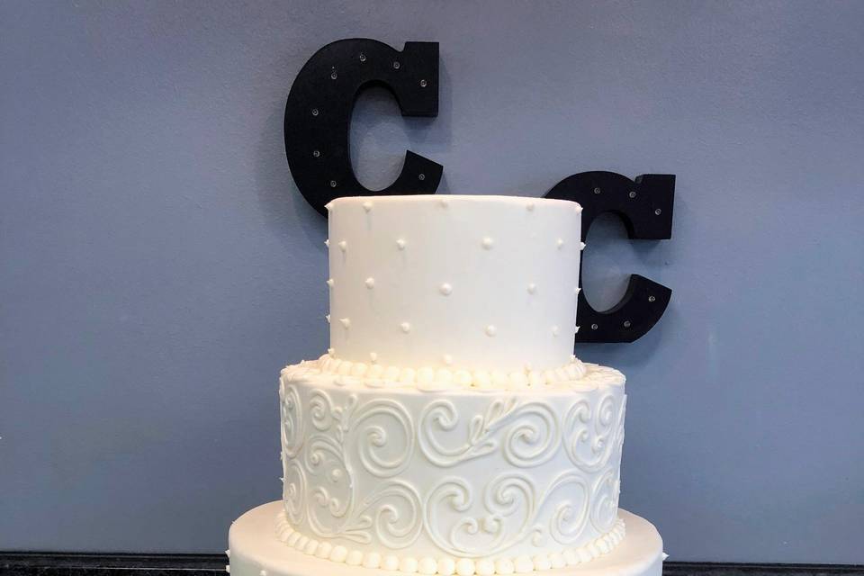 White Four Tier Wedding Cake