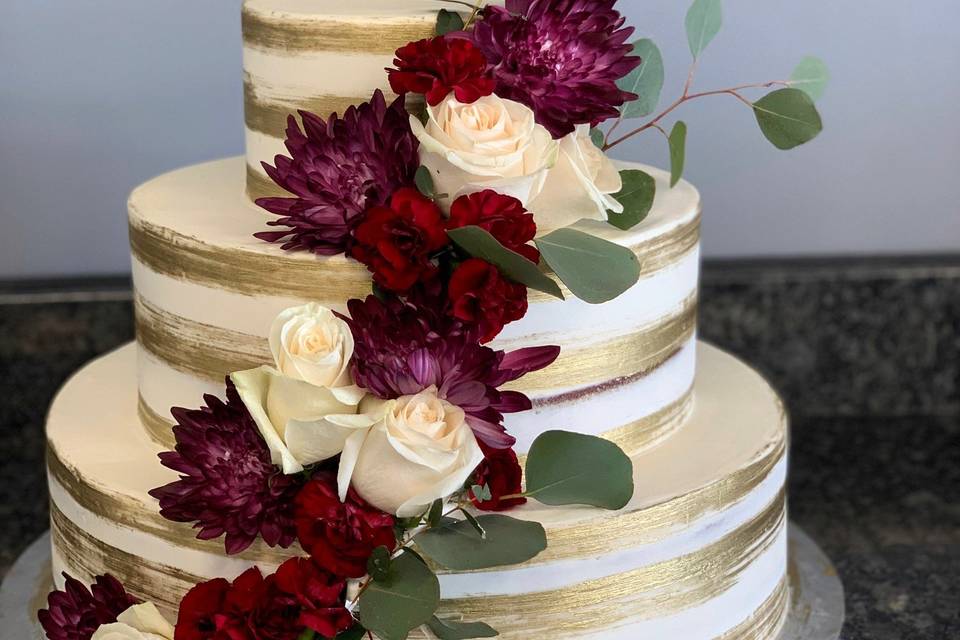 Gold Painted Wedding Cake