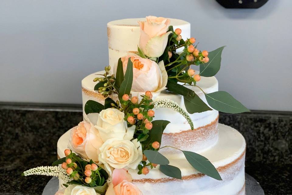 Gold Painted Wedding Cake