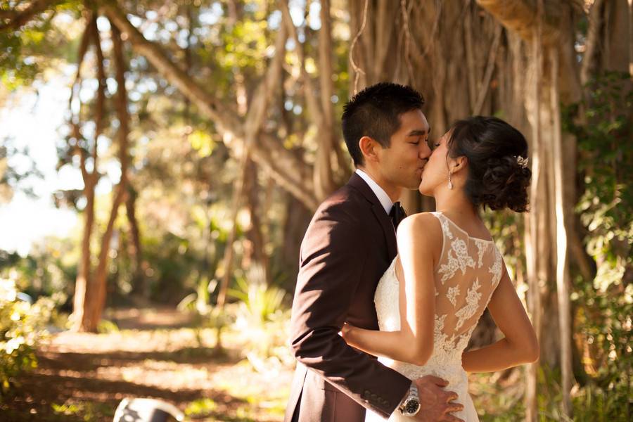 Newlyweds kiss