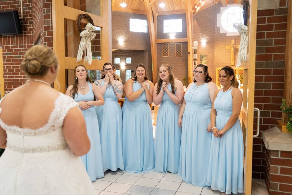 First look with bridal party