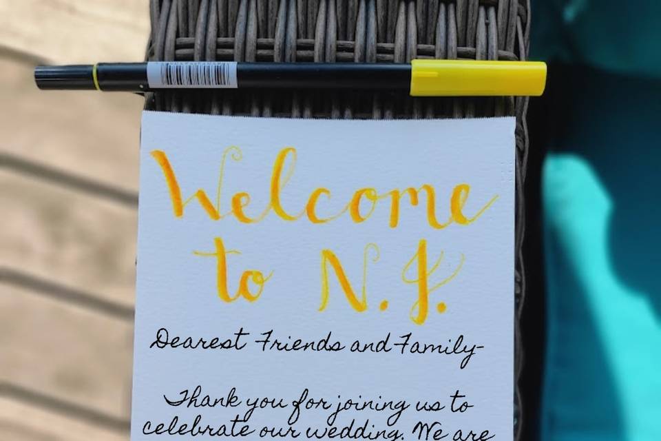 Welcome bag note