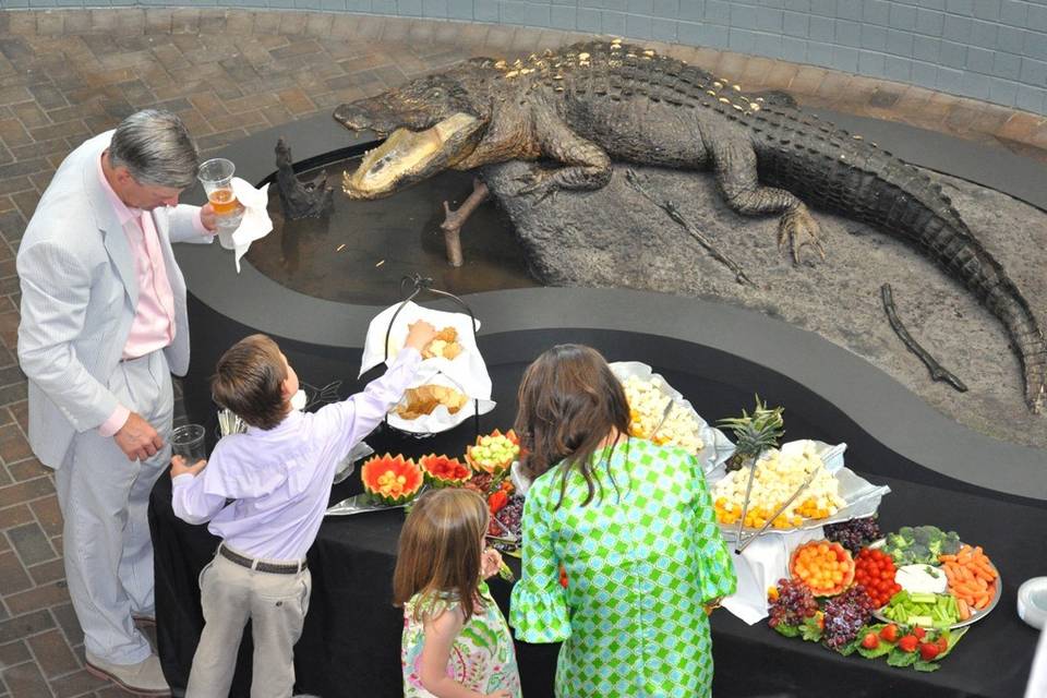 Guests eating