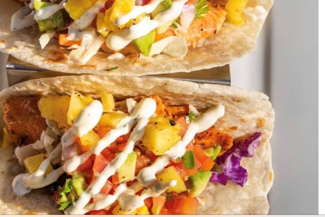 Honey spiced salmon taco