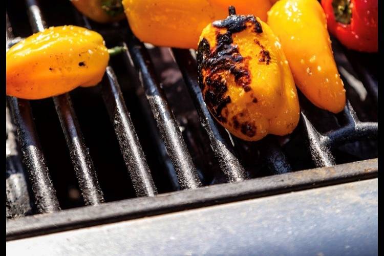 Grilled mini sweet peppers