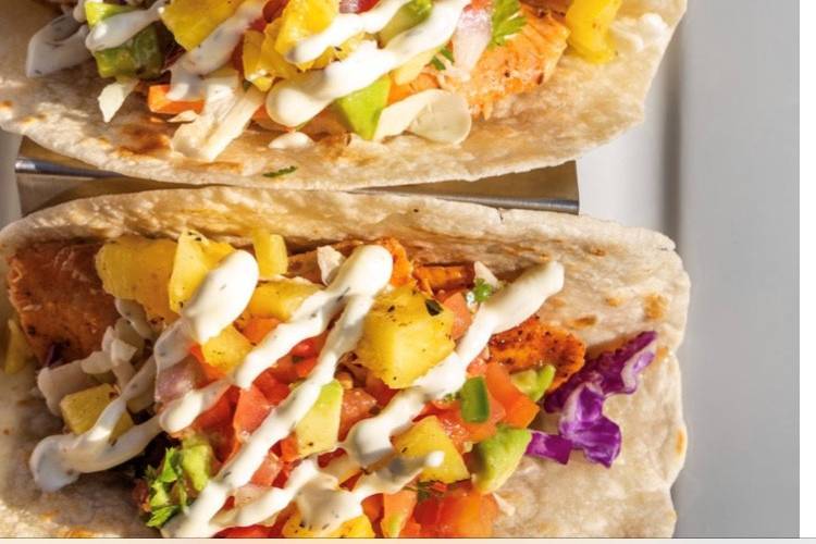 Honey spiced salmon taco