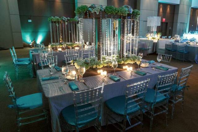 Table setup with decorated centerpiece