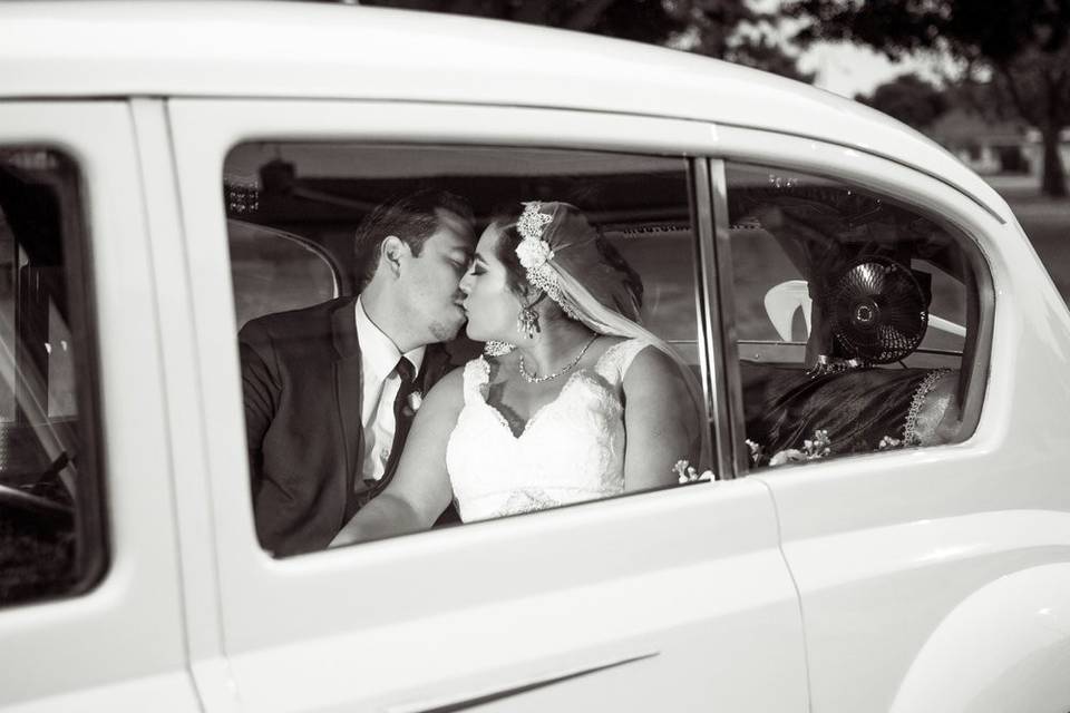 Kissing inside the limo