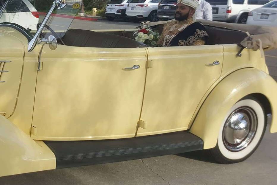 Groom arrives to meet bride