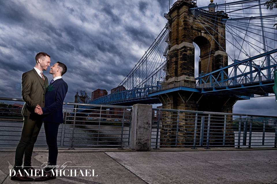 Roebling Bridge Wedding Photo