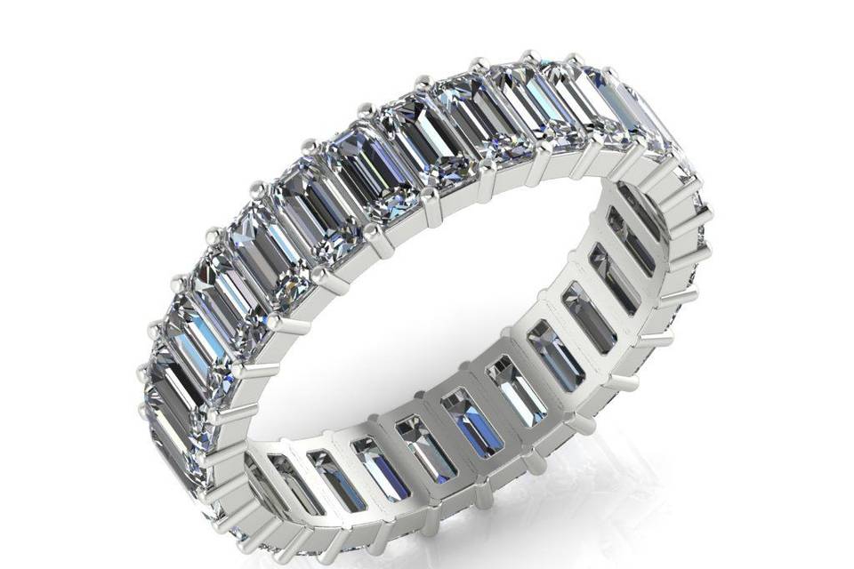 Charleston Alexander Jewelers Falls Church Virginia Custom Made Emerald Cut Diamond Eternity Band