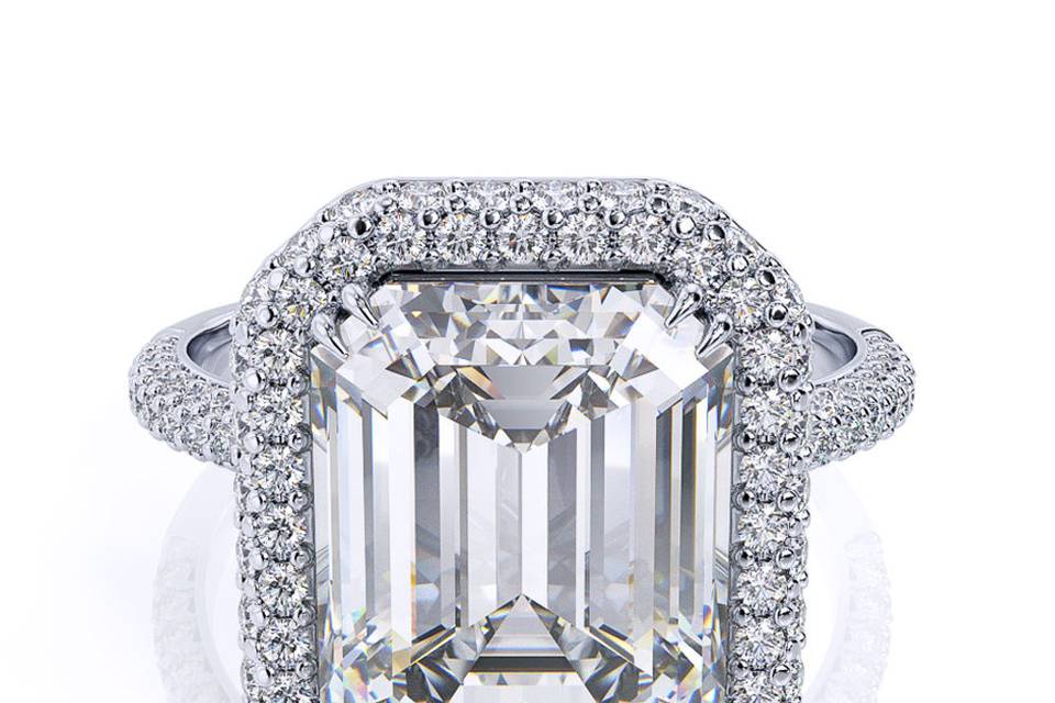 Charleston Alexander Jewelers Falls Church Virginia Custom Made Emerald Cut Engaement Ring Emerald Cut