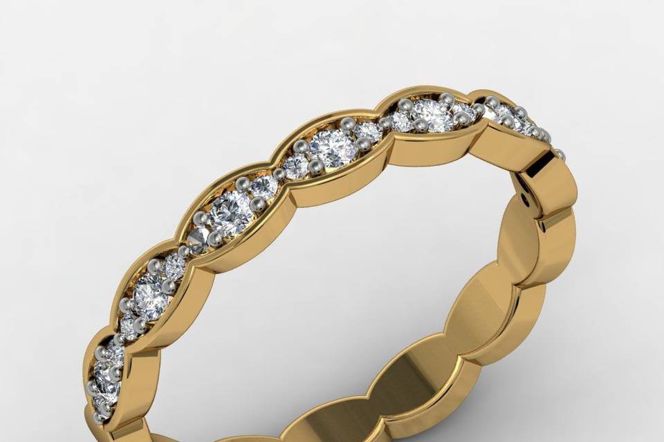 Charleston Alexander Jewelers Falls Church Virginia Custom Made Yellow Gold Diamond Etermity Wedding Ring