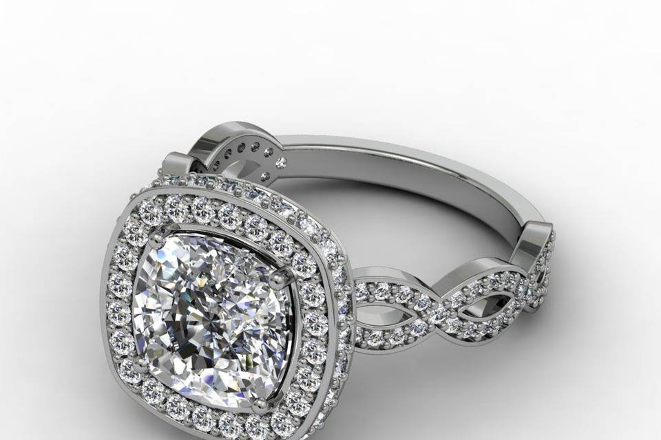 Charleston Alexander Jewelers Falls Church Virginia Custom Made Diamond Halo Emgagement Ring