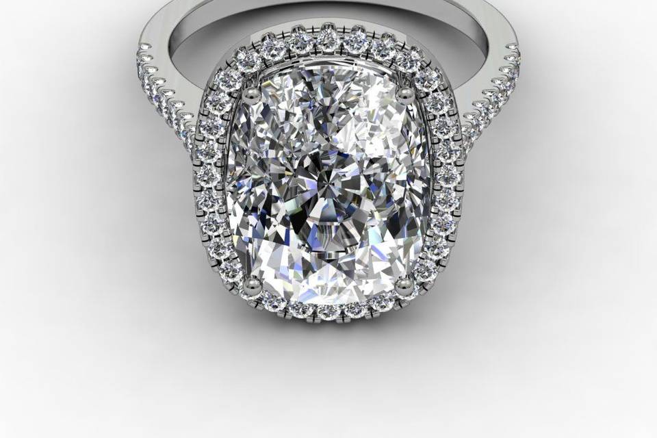 Charleston Alexander Jewelers Falls Church Virginia Custom Made Oval Diamond Halo Engagement Ring