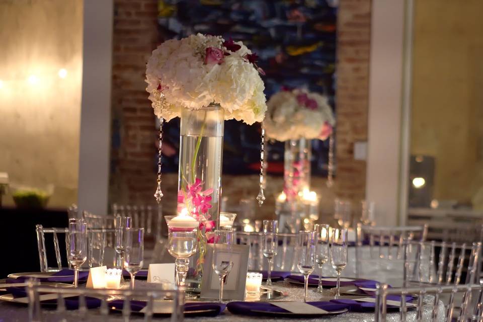 Candle lights and raised centerpieces