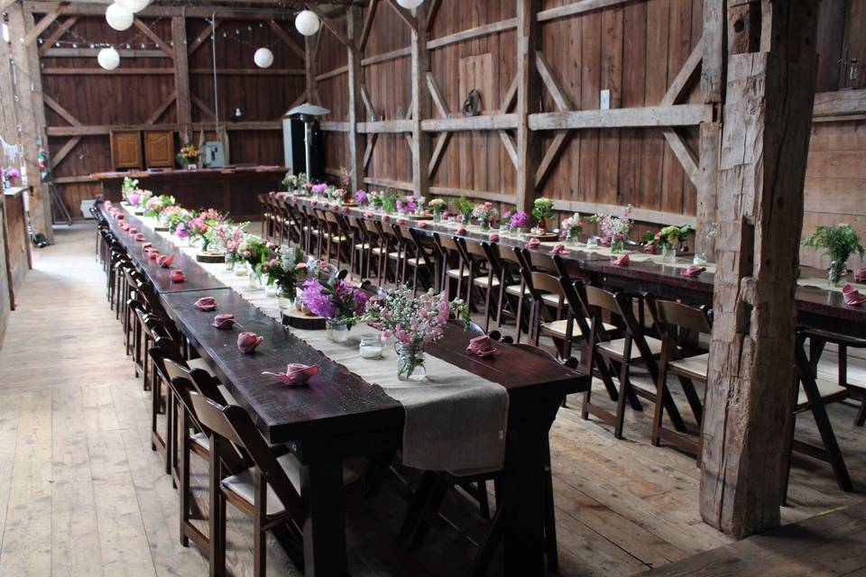 Long wooden tables