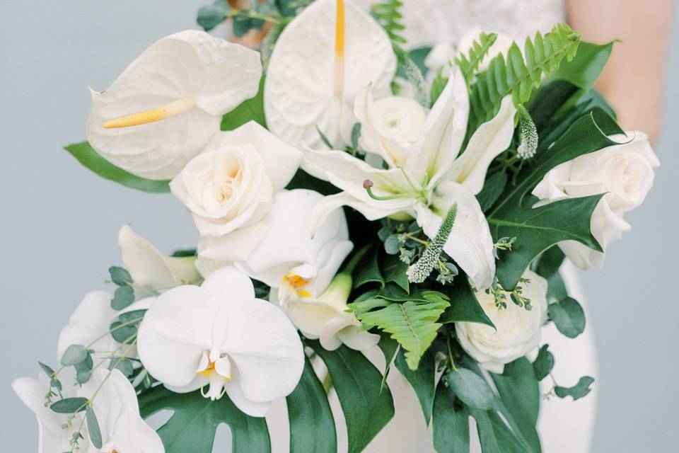 Bride and bouquet