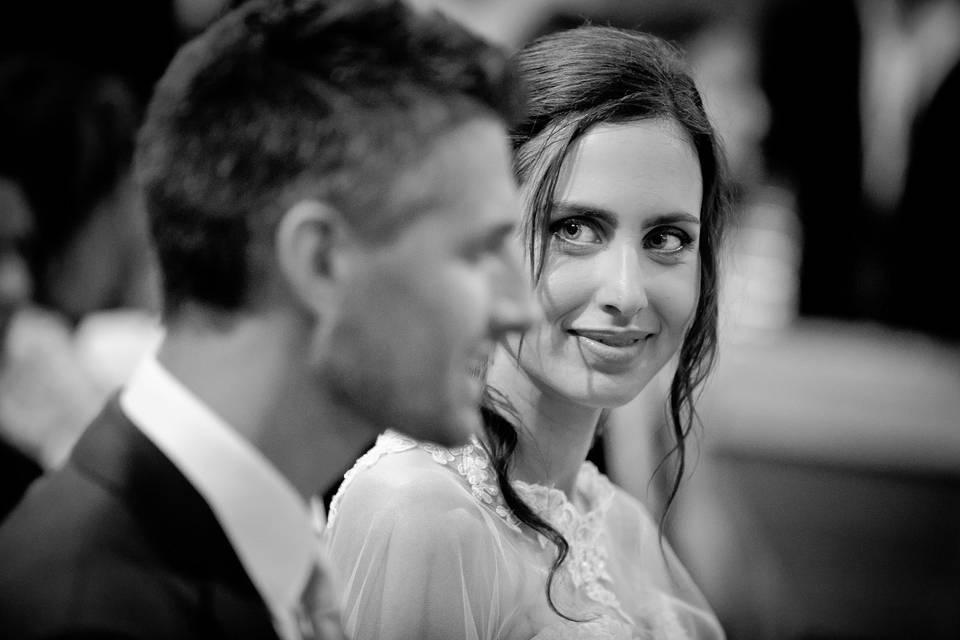 Glance during the wedding