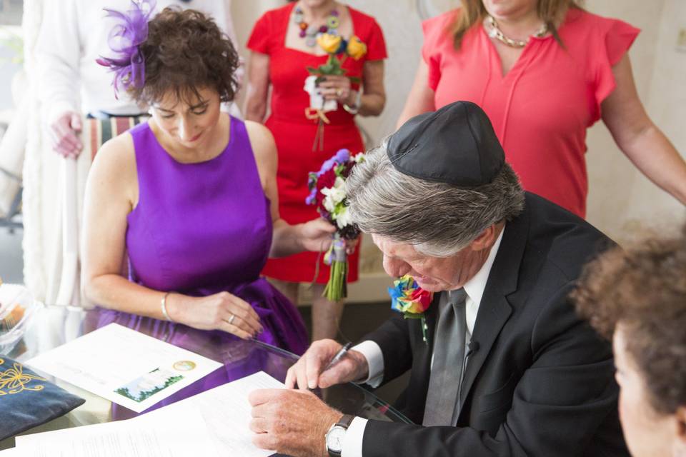 Signing at the wedding