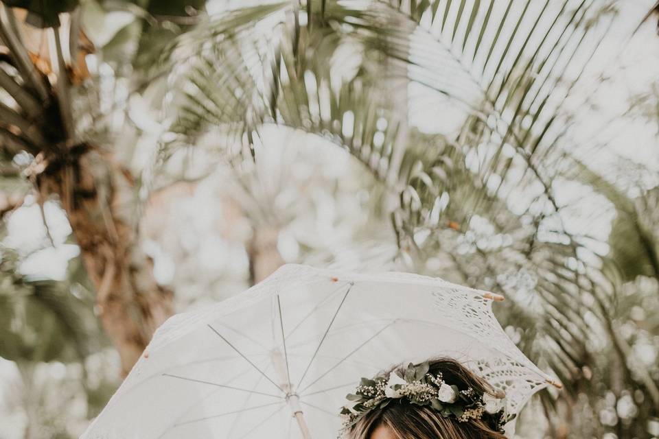 Bride with her parasol