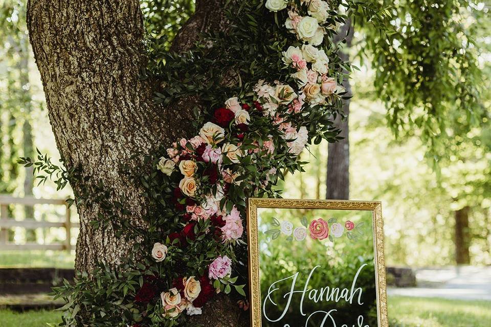 Floral welcome sign
