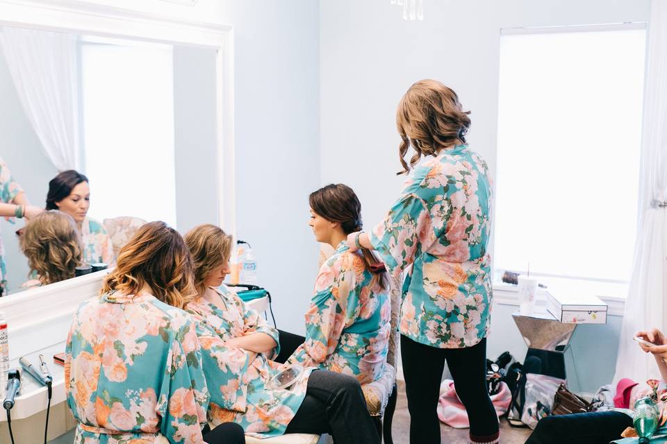 The bride with her bridesmaids