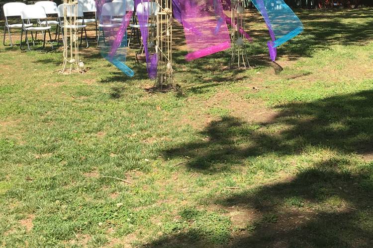 Decorated wedding arbor