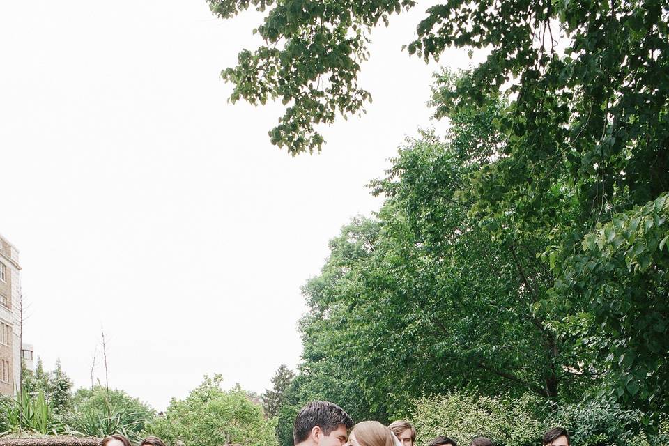 Black white wedding party