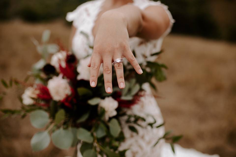 Bride showing off her ring