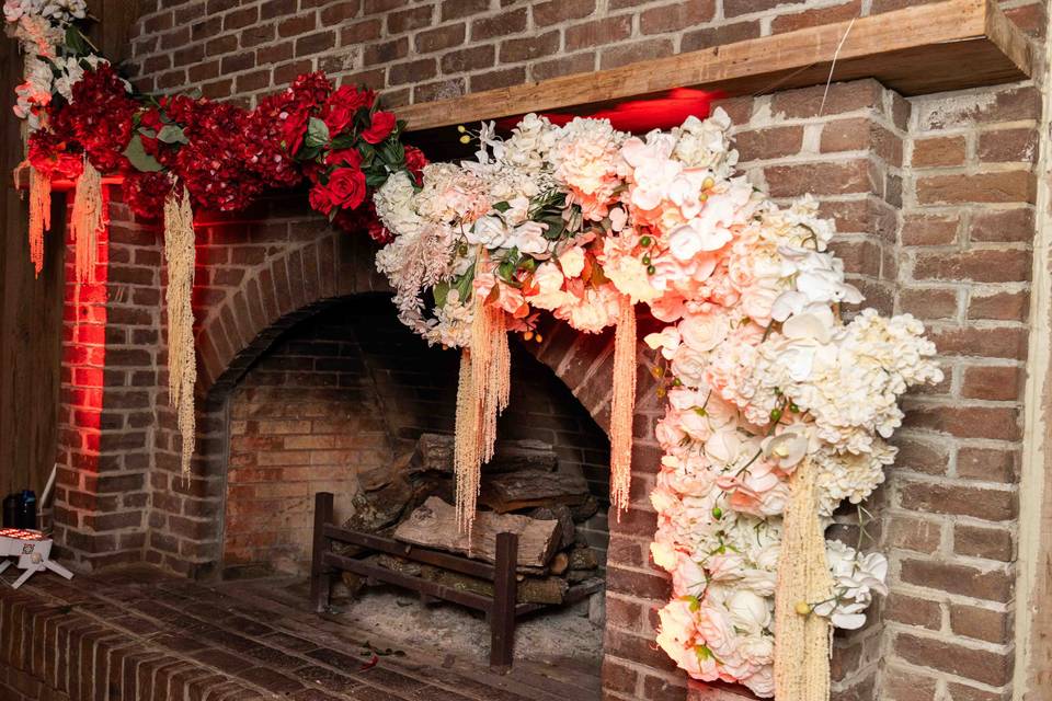 Floral fireplace install