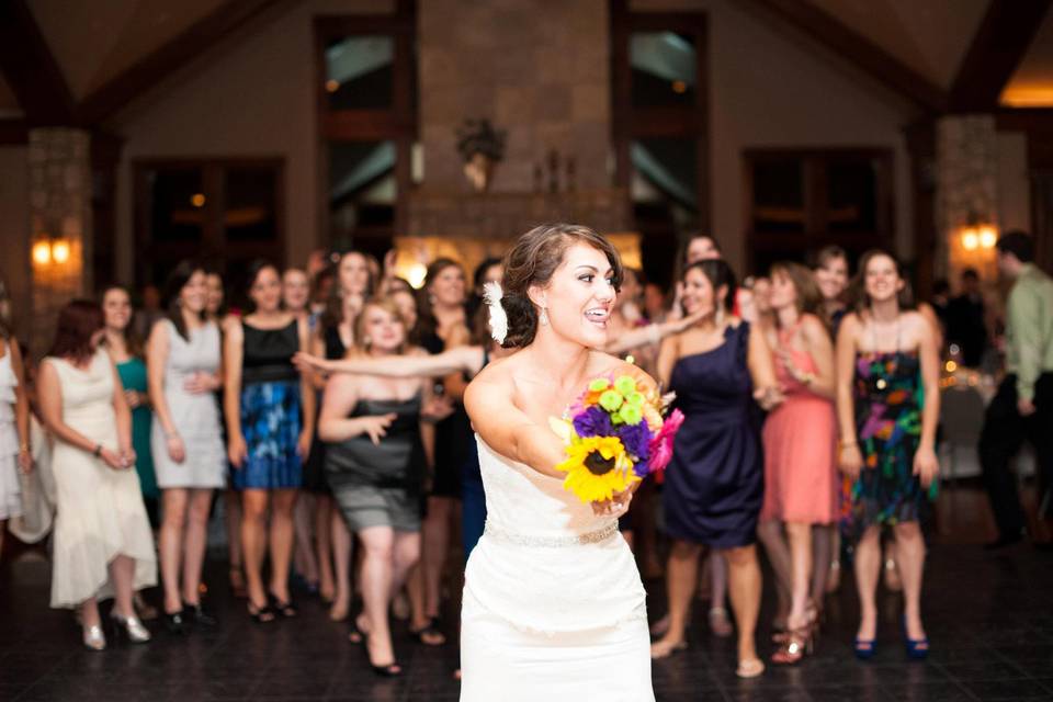 Throwing of bridal bouquet