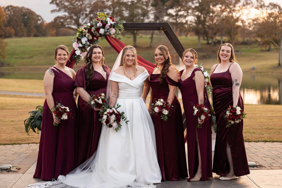 Blush and burgundy