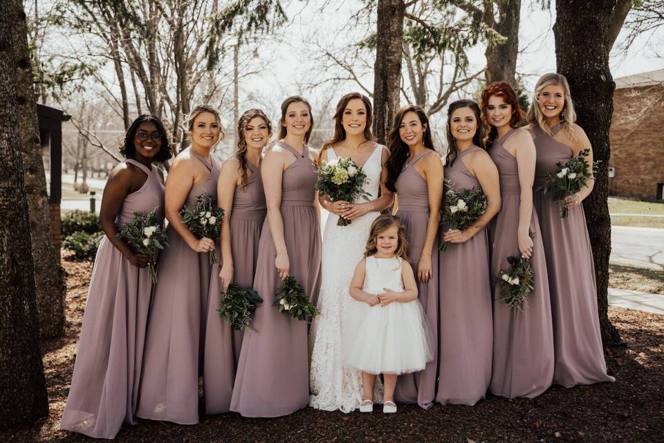 Bride and bridesmaids