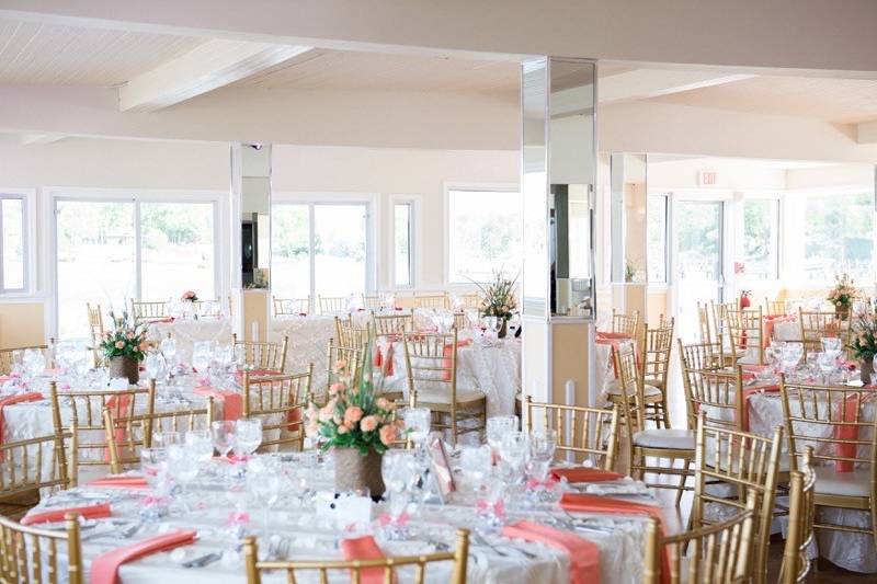 Table setup with flower centerpiece