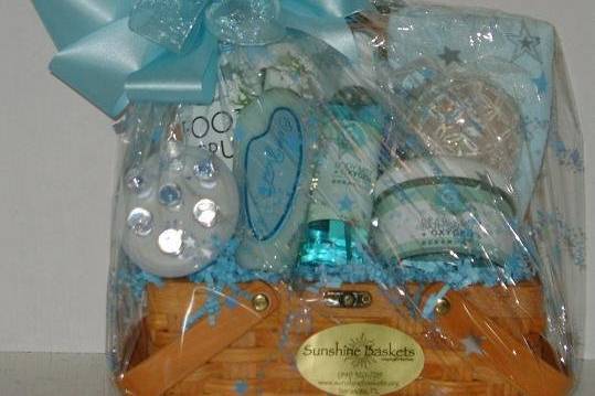 Blue themed spa basket