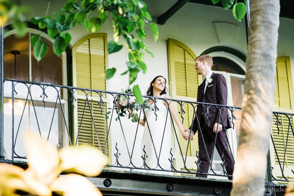 On the balcony