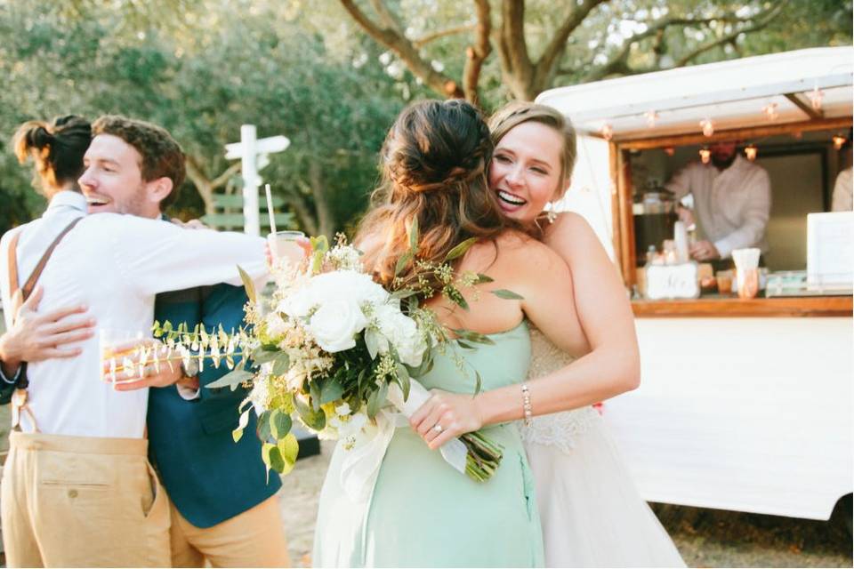 Congratulating the newlyweds