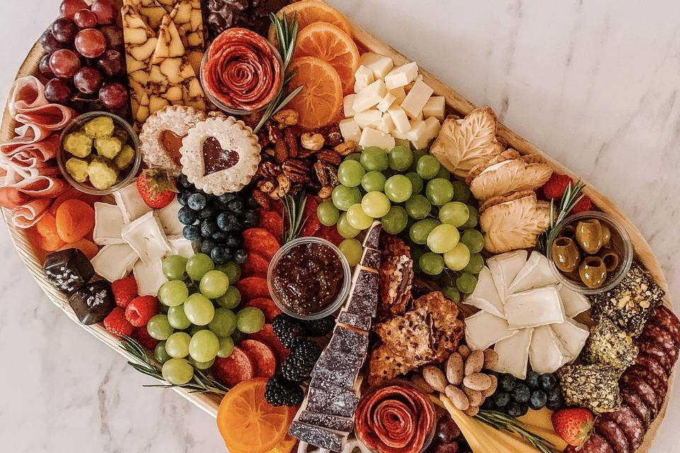 Charcuterie Tray on Palm Leaf