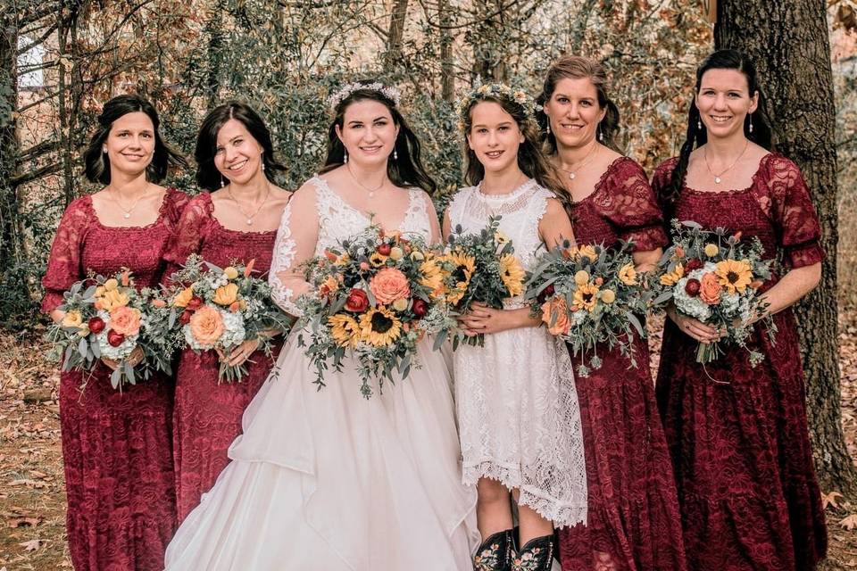 Bride and Maids Fall bouquets