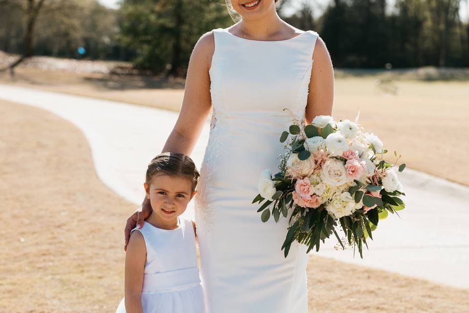 Bride with flower giri