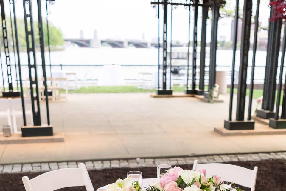 Sweetheart table in the tent