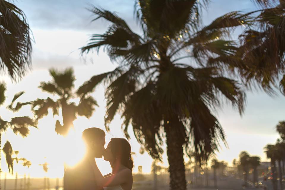 Kissing at the sunset