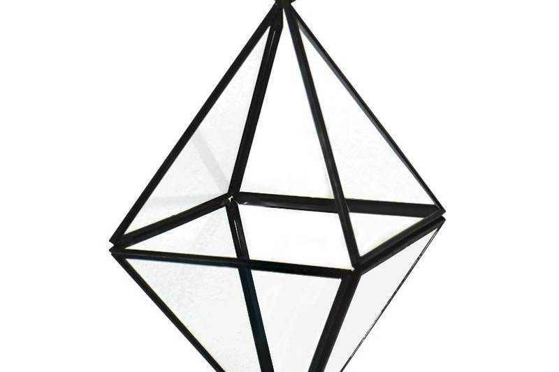 Hanging geometric terrarium diamond shape w/ chain