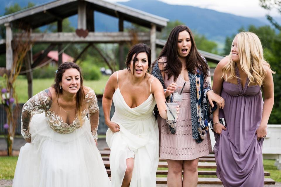 Bride with bridesmaids