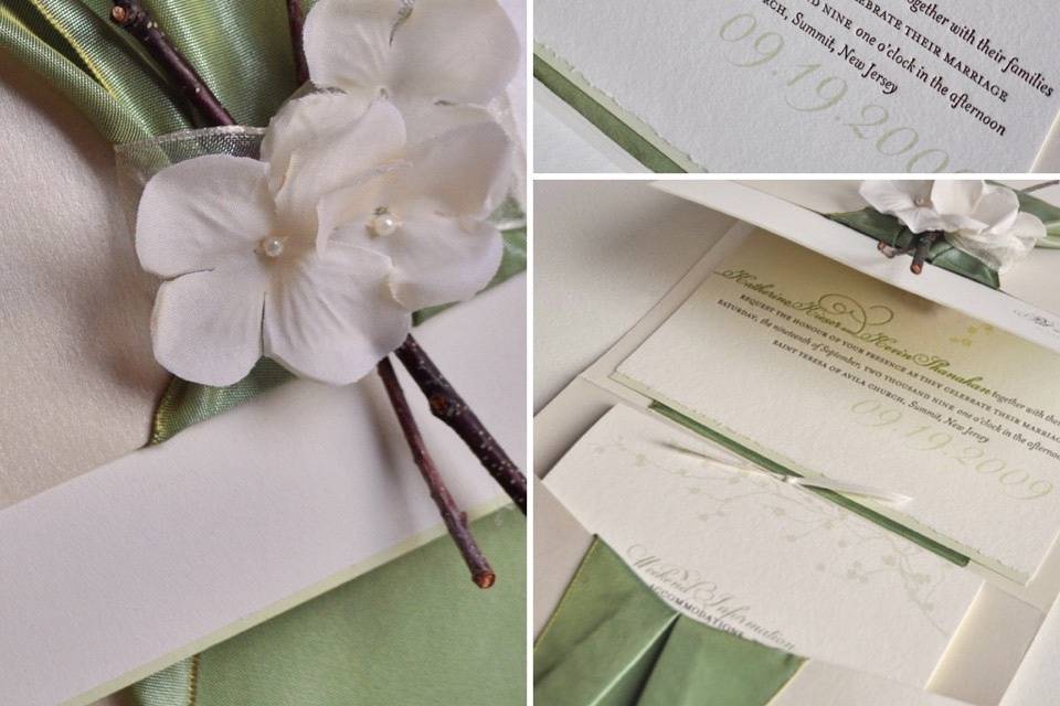 Pearl hydrangea invitation